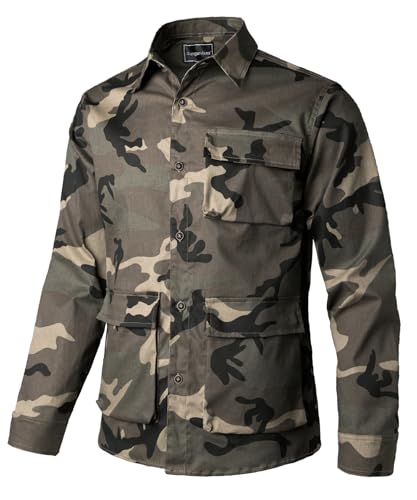 Sungerdasa Herrenhemden Arbeitshemd Baumwolle Langarm Vintage Hemd Männer Outdoor Lässig Funktionshemd von Sungerdasa