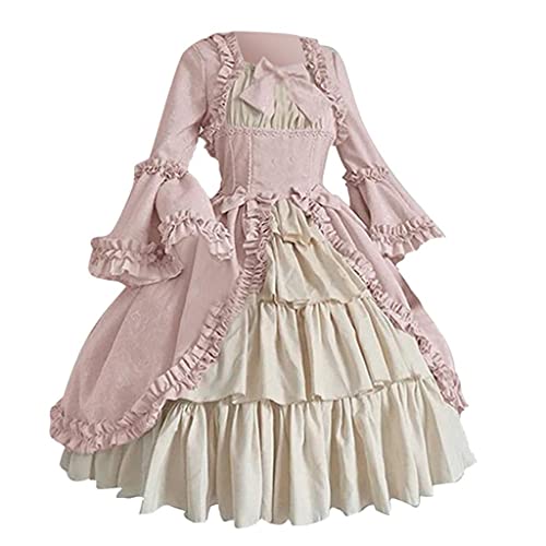 Damen Mittelalter Kleid Gothic Steampunk Vintage Renaissance Adels Palast Prinzessin Maxikleid Hochzeit Karneval Fasching Party Kostüm Kleidung Halloween Festival Cosplay Princess Lolita Abendkleid von Sunggoko