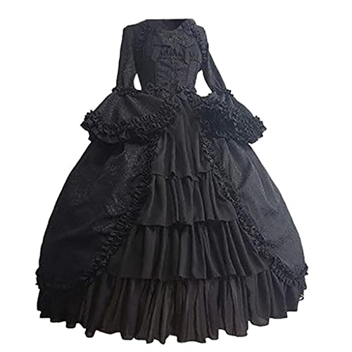 Damen Mittelalter Kleid Gothic Steampunk Vintage Renaissance Adels Palast Prinzessin Maxikleid Hochzeit Karneval Fasching Party Kostüm Kleidung Halloween Festival Cosplay Princess Lolita Abendkleid von Sunggoko