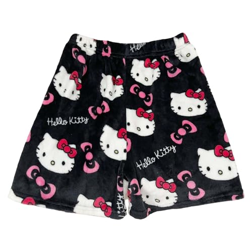 Hello Kitty Shorts Damen Kurzer Pyjama Hose Flannel Schlafhose Kawaii Shorts für Teenager mädchen Bequeme Weich Sommer Schlafshorts Niedliches Shorts von Sunggoko