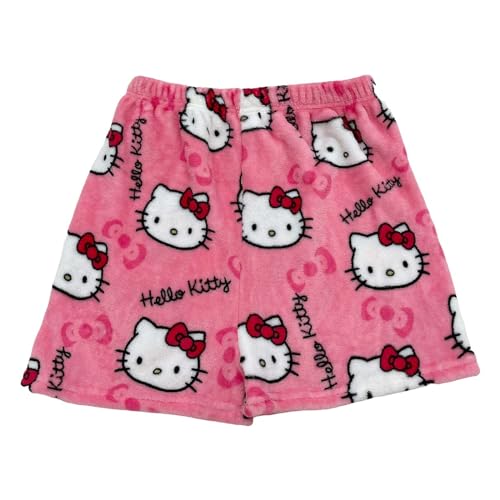 Hello Kitty Shorts Damen Kurzer Pyjama Hose Flannel Schlafhose Kawaii Shorts für Teenager mädchen Bequeme Weich Sommer Schlafshorts Niedliches Shorts von Sunggoko