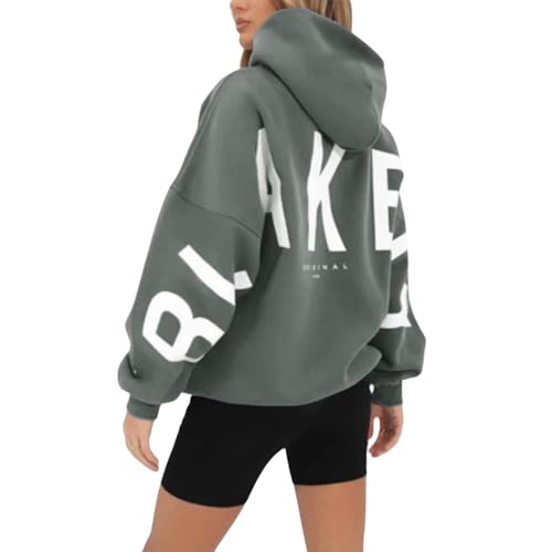 Sunggoko Backprint Hoodie Damen Mit Aufdruck Oversize Pullover Mit Kapuze Fitness Sweatshirt Baumwolle Kapuzenpullover Freizeit Baggy Sportbekleidung von Sunggoko