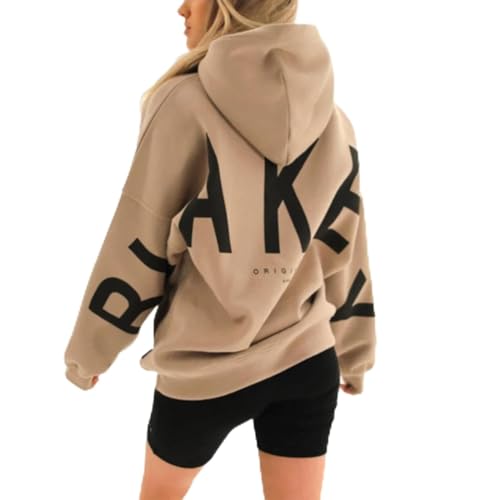 Sunggoko Backprint Hoodie Damen Mit Aufdruck Oversize Pullover Mit Kapuze Fitness Sweatshirt Baumwolle Kapuzenpullover Freizeit Baggy Sportbekleidung von Sunggoko