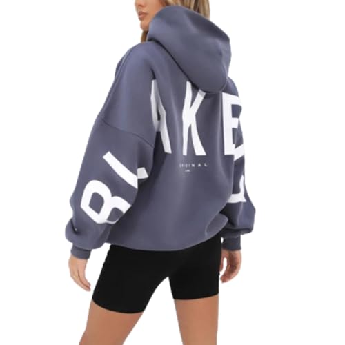 Sunggoko Blackprint Hoodie for Damen Oversize Pullover Mit Kapuze, Sweatshirts für Frauen Baggy Loose Kapuzenpullover Herbst Winter Freizeit Sport Langarmshirt Pullover Damen Langarm von Sunggoko