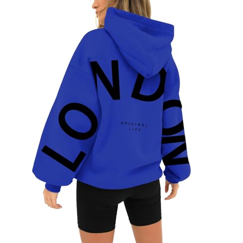 Sunggoko Blackprint Hoodie for Damen Oversize Pullover Mit Kapuze, Sweatshirts für Frauen Baggy Loose Kapuzenpullover Herbst Winter Freizeit Sport Langarmshirt Pullover Damen Langarm von Sunggoko