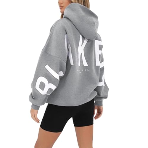 Sunggoko Blackprint Hoodie for Damen Oversize Pullover Mit Kapuze, Sweatshirts für Frauen Baggy Loose Kapuzenpullover Herbst Winter Freizeit Sport Langarmshirt Pullover Damen Langarm von Sunggoko