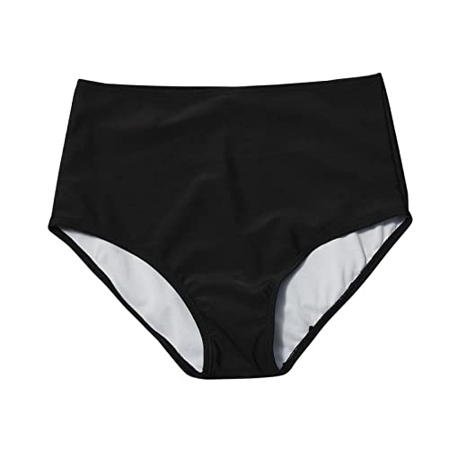 Sunggoko Damen Bikinihose Bauchweg Hoch Geschnittener Badeshorts Schwarze Retro Gerüscht Kurze Badehose Bikini Hosen Badeanzug Slip Klassische Bikini Unterteil Bikinislip mit Elastischer von Sunggoko