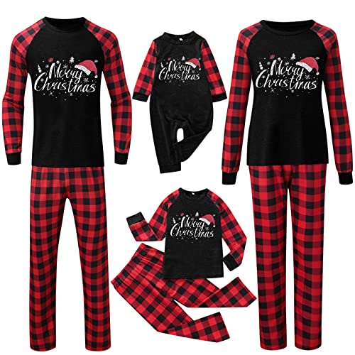 Weihnachten Schlafanzug Familien Pyjama Set: Weihnachtspyjama Familie Set, Schlafanzüge Partner Kinder Lang Outfit Rundhals Nachthemd Hausanzug Weihnachts Matching Pyjamas für Vater, Mutter, Kinder von Sunggoko