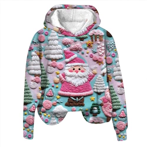 Weihnachten Sweatshirt Lustig Damen, Weihnachtspullover mit Kapuze Weihnachten Kostüme Weihnachtsmann Hoodies Christmas Ugly Pullover Xmas Mädchen Jungen Jumper Hässlich Weihnachtspulli von Sunggoko