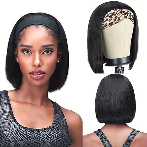 Sungirl Perücke mit Haarreif, Echthaar-Perücken für schwarze Frauen, Bob-Perücke, gerade, mit Stirnband, keine Spitzenperücke, kurze Bob-Perücke, ohne Kleber Sungirl Perücke mit Haarreif, Echthaar-Perücken für schwarze Frauen, Bob-Perücke, gerade, mit Stirnband, keine Spitzenperücke, kurze Bob-Perücke, ohne Kleber von Sungirl