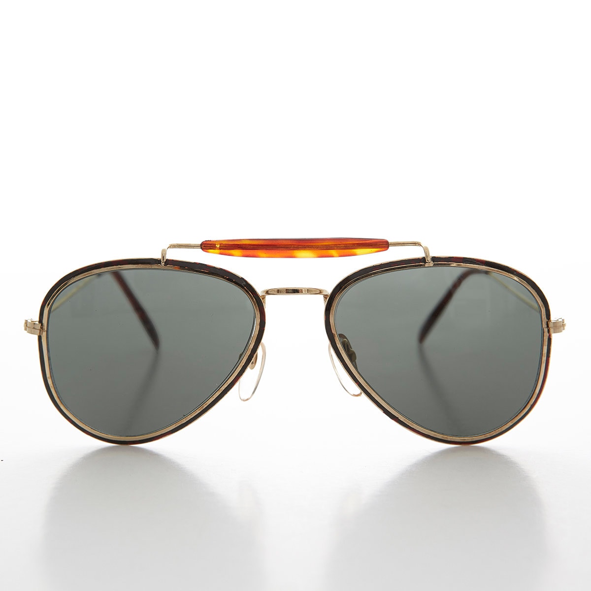 Gold Pilot Vintage Sonnenbrille Mit Brauensteg - Vega von SunglassMuseum