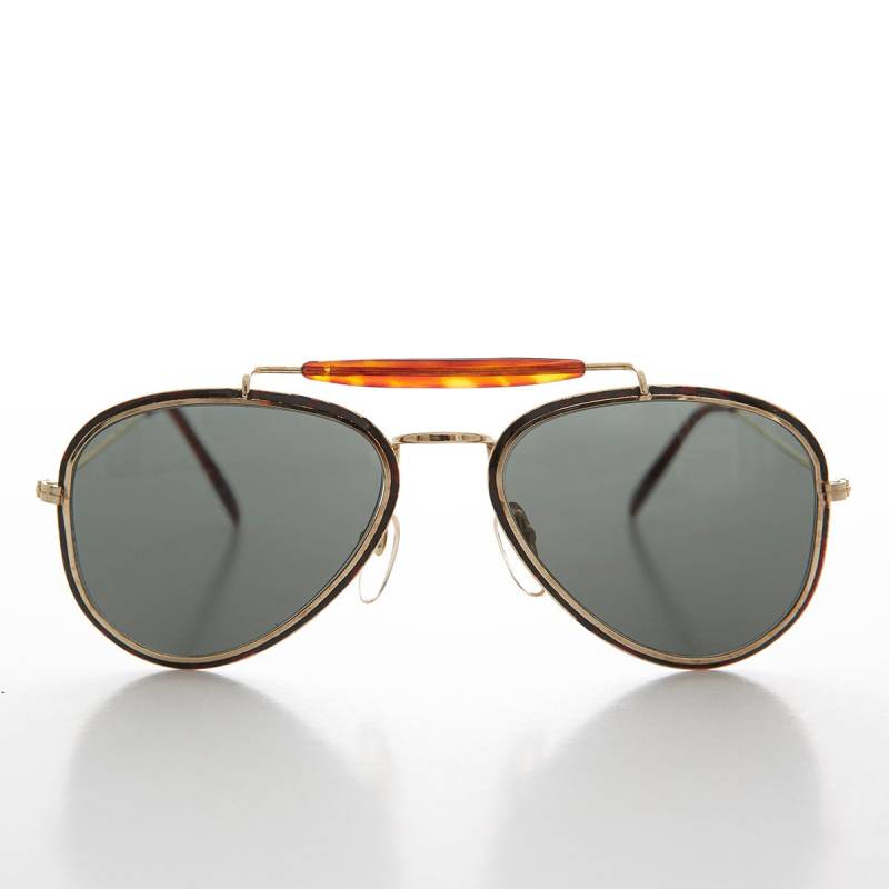 Gold Pilot Vintage Sonnenbrille Mit Brauensteg - Vega von SunglassMuseum