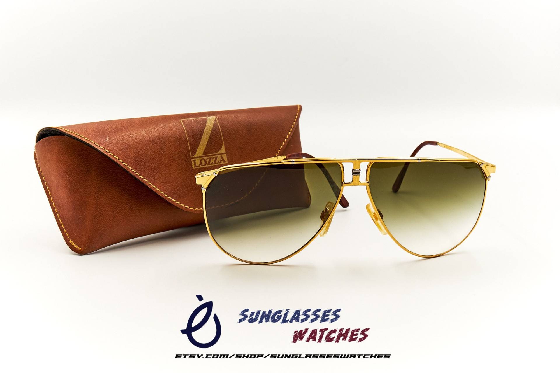 Lozza Gold Silber Kombination Große Sonnenbrille Für Herren & Frauen/Vintage Designer Made Italy Guter Zustand Neue Linsen von SunglassesWatches