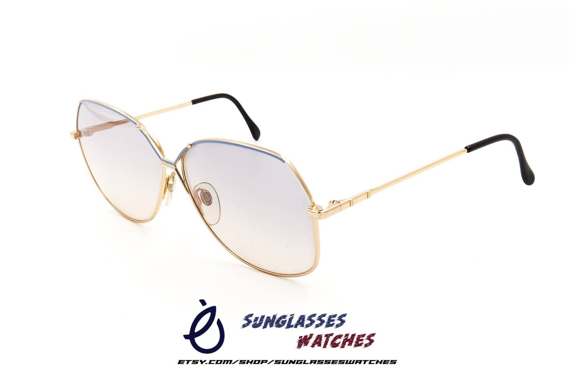 Luxottica 7553 Designer Sonnenbrille Aus Den 70Er 80Er Jahren , Oversized Damen Brille Made in Italy Unbenäht von SunglassesWatches