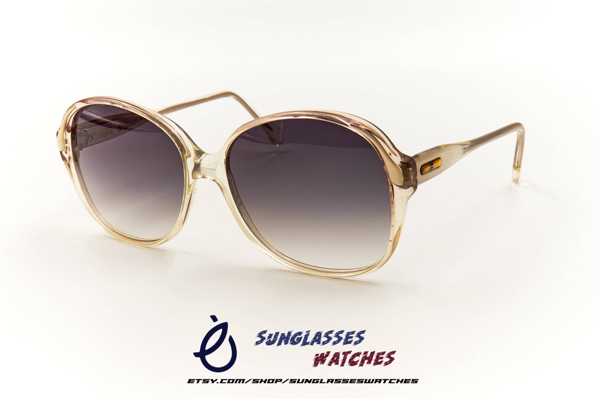 Safilo 1970Er Jahre Vintage Klare Acetat Sonnenbrille Made in Italy/Herren Damen Guter Gebrauchter Zustand Mit Neuen Linsen von SunglassesWatches
