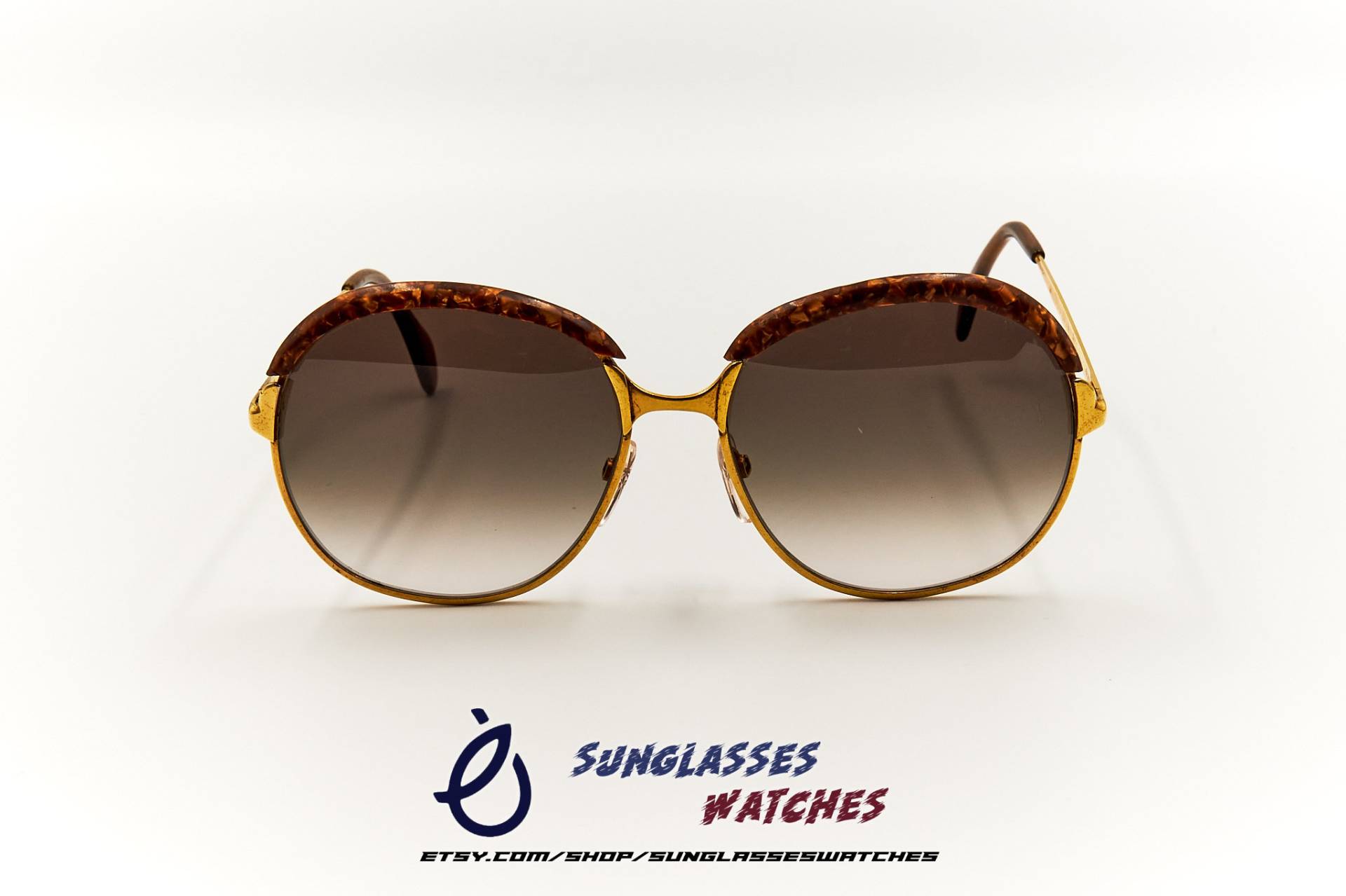 Vintage Made in Italy Vergoldete Designer Sonnenbrille Mit Schildkröte Detail/Vintage Brille Für Frauen Guter Gebrauchter Zustand Neuen Linsen von SunglassesWatches