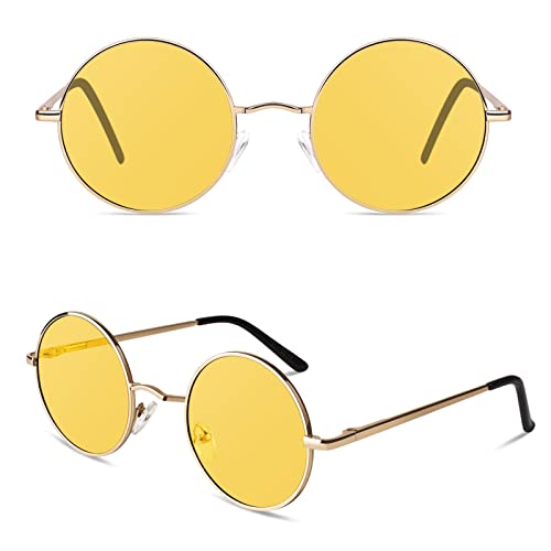 Sonnenbrille Herren Polarisiert Retro Rund 70er Jahre Lennon Hippie Brille Damen 100% UV-Schutz Cat 3 CE von Sunier