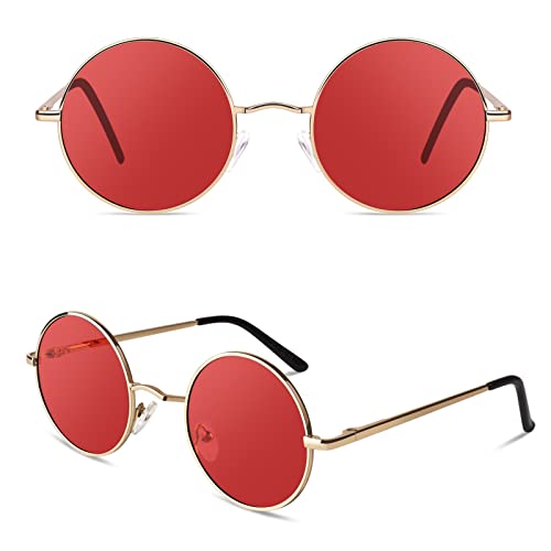 Sonnenbrille Herren Polarisiert Retro Rund 70er Jahre Lennon Hippie Brille Damen 100% UV-Schutz Cat 3 CE von Sunier
