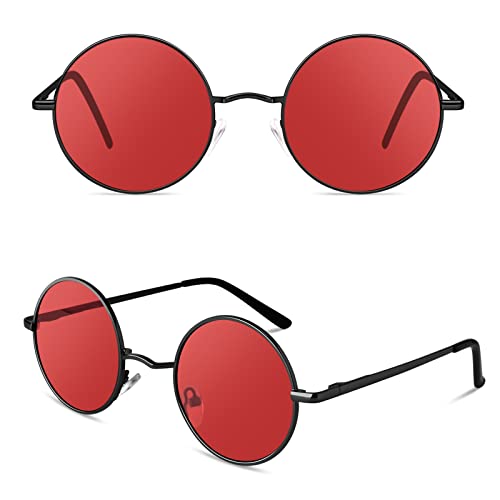 Sonnenbrille Herren Polarisiert Retro Rund 70er Jahre Lennon Hippie Brille Damen 100% UV-Schutz Cat 3 CE von Sunier