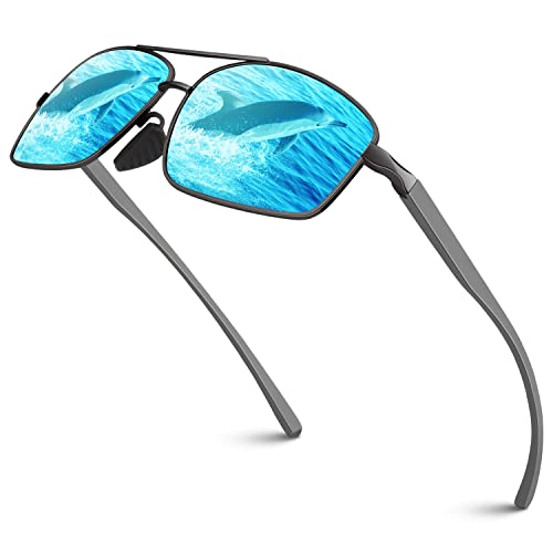 Sonnenbrille Herren Polarisiert,Ultraleichte Al-Mg Metallrahmen mit Federscharnier,UV400 Schutz Angel Fahren Fahrbrille Sonnenbrille CAT 3 CE von Sunier