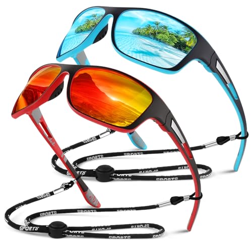 Sunier Sonnenbrille Herren Polarisiert Sport Fahrradbrille Damen Verspiegelt, Unzerbrechliche Sonnenbrille Angeln Fahren mit 100% UV400-Schutz Cat 5 CE von Sunier