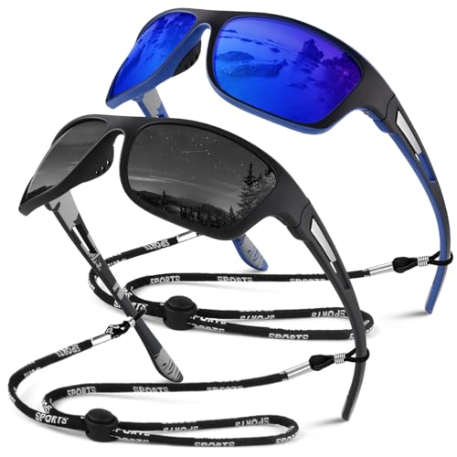 Sunier Sonnenbrille Herren Polarisiert Sport Fahrradbrille Damen Verspiegelt, Unzerbrechliche Sonnenbrille Angeln Fahren mit 100% UV400-Schutz Cat 6 CE von Sunier