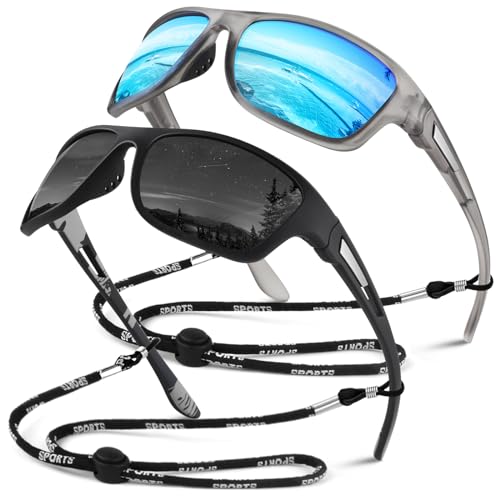 Sunier Polarisierte Sport Fahrradbrille Sonnenbrille Herren Damen Verspiegelt, Unzerbrechliche Sonnenbrille Angeln Fahren mit 100% UV400-Schutz Cat 3 CE von Sunier