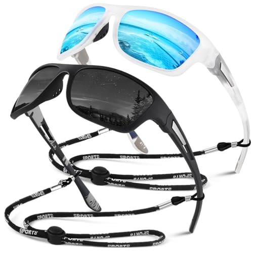 Sunier Sonnenbrille Herren Polarisiert Sport Fahrradbrille Damen Verspiegelt, Unzerbrechliche Sonnenbrille Angeln Fahren mit 100% UV400-Schutz Cat 11 CE von Sunier