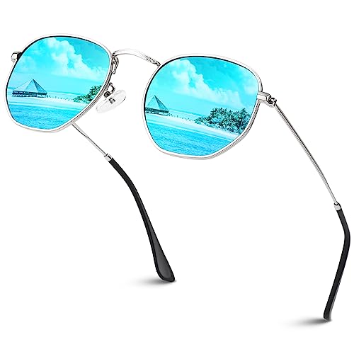 Sunier Sonnenbrille Damen Herren Polarisiert,Mode Apace Polygon Sonnenbrille Damen, Ultraleichter Sechseckige Metallrahmen 100% UV400 Schutz Sunier Sonnenbrille Damen Herren Polarisiert,Mode Apace Polygon Sonnenbrille Damen, Ultraleichter Sechseckige Metallrahmen 100% UV400 Schutz von Sunier
