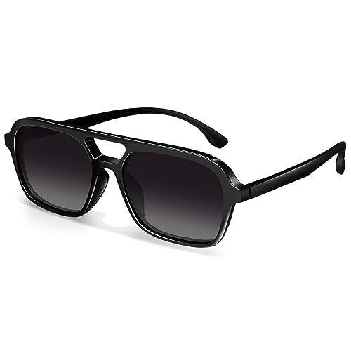 Sunier Sonnenbrille Damen Herren Trendy, Polarisiert Retro Pilotenbrille mit UV400-Schutzgläsern von Sunier