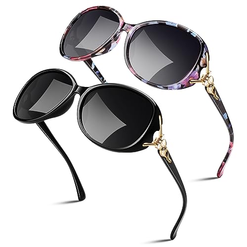 Sunier Sonnenbrille Damen Polarisiert Trendy Groß Übergroße Klassische Vintage Oversize Sonnenbrille Frauen mit 100% UV400 Schutz von Sunier