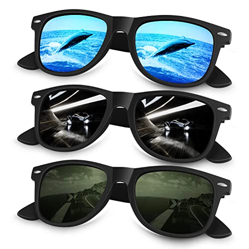 Sunier Sonnenbrille Herren Polarisiert Retro Vintage 100% UV-Schutz Klassisch Golf Fahren Fahrende Angeln Reisen Sonnenbrille Damen Cat 3 CE von Sunier