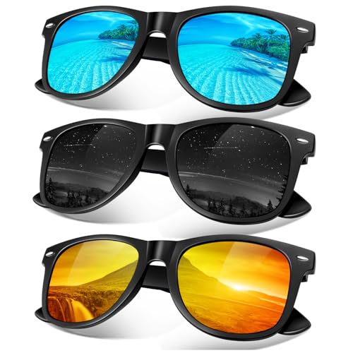 Sunier Sonnenbrille Herren Polarisiert Retro Vintage 100% UV-Schutz Klassisch Golf Fahren Fahrende Angeln Reisen Sonnenbrille Damen Cat 3 CE von Sunier