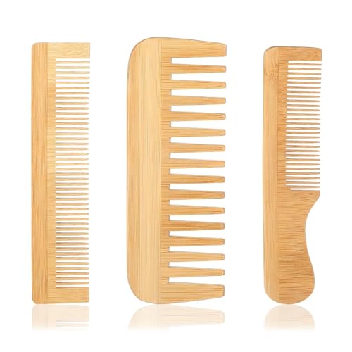 Sunkangkang Bambus-Haarkamm, Holzkamm für Damen und Herren, antistatisch, natürlicher Bambuskamm, 3 Stück von Sunkangkang