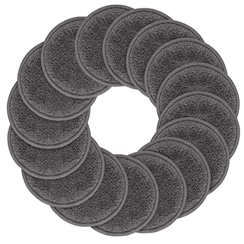 SUNLAND 16 Stück Wiederverwendbar Makeup Entferner Pads für Gesicht, Augen, Lippen Mikrofaser Abschminkpads waschbar Wattepads mit Wäschesack und Reisetasche Grau von Sunland