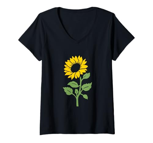 Damen Sonnenblume Wildblume Floral Sun Flower T-Shirt mit V-Ausschnitt von Sunlower - Apparel & Gifts