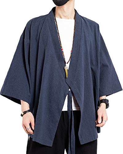 Herren Japan Happi Kimono Shirts Tops Haori Cardigan Sommer Jacke Yukata Open Front Mäntel von Sunma