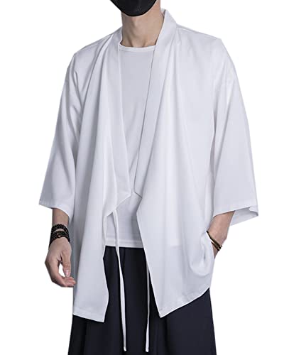 Herren Kimono Cardigan Strickjacke Japan Sommer Jacke Lose Yukata Mantel Outwear Tops von Sunma