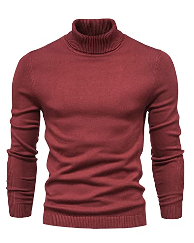 Herren Winter Warm Rollkragenpullover Freizeit Slim Fit Basic Einfarbig Strickpullover von Sunma