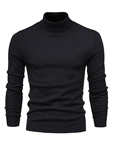 Herren Winter Warm Rollkragenpullover Freizeit Slim Fit Basic Einfarbig Strickpullover von Sunma