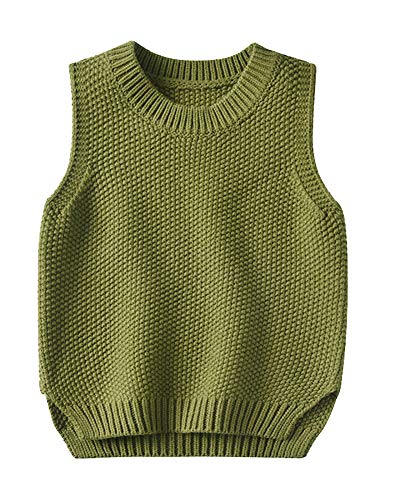 Kinder Jungen Mädchen Rundhals Strickweste Pullover Einfarbig Pullunder Weste Top von Sunma