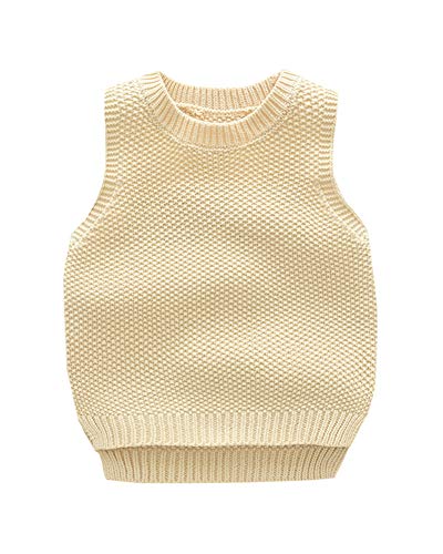 Kinder Jungen Mädchen Rundhals Strickweste Pullover Einfarbig Pullunder Weste Top von Sunma