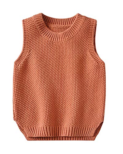 Kinder Jungen Mädchen Rundhals Strickweste Pullover Einfarbig Pullunder Weste Top von Sunma