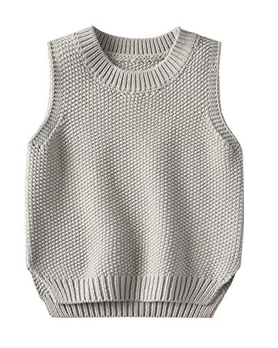 Kinder Jungen Mädchen Rundhals Strickweste Pullover Einfarbig Pullunder Weste Top von Sunma