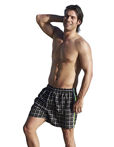 Sunflair 25012 Men's Sunman Black And Green Check Above The Knee Trunks Large von Sunman / Sunflair
