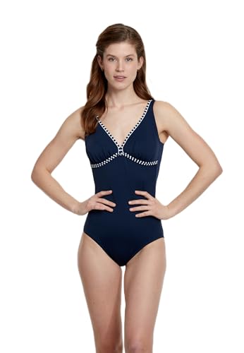 Sunmarin Badeanzug Einteiler mit tiefen Rücken Nachtblau große Größen von Sunmarin