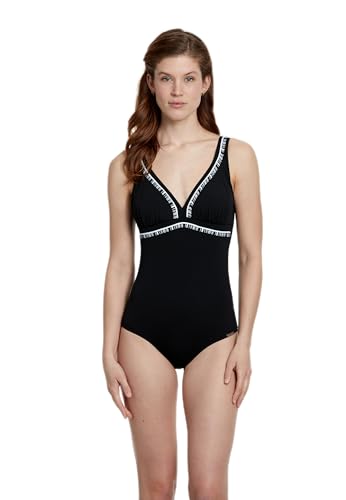 Sunmarin Badeanzug Einteiler mit tiefen Rücken schwarz großer Cup mit Softstütze Chlorresistent von Sunmarin