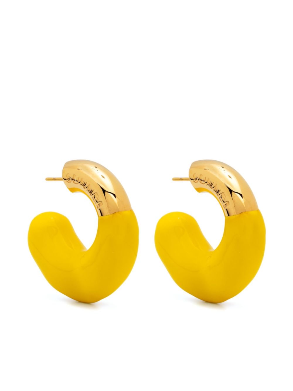 Sunnei Kleine Creolen mit Logo-Gravur - Gelb von Sunnei