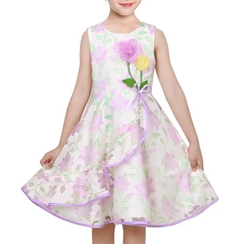 Mädchen Kleid Lila Blumen- Groß Swing Rundhals Party Klassiker Ärmellos Gr. 146,Helles Lila,146 Mädchen Kleid Lila Blumen- Groß Swing Rundhals Party Klassiker Ärmellos Gr. 146,Helles Lila,146 von Sunny Fashion