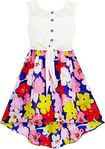 Mädchen Kleid Schnüren Bis Chiffon Blühend Blume Gebundene Taille Gr. 146 von Sunny Fashion